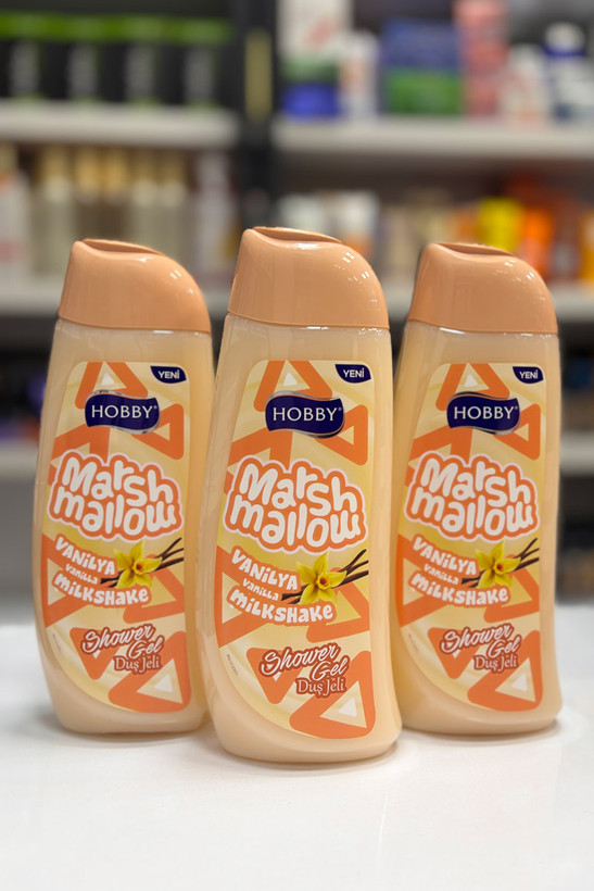 شامپو بدن هوبی Hobby مدل Marshmallow حاوی عصاره وانیل حجم ۵۰۰ میل
